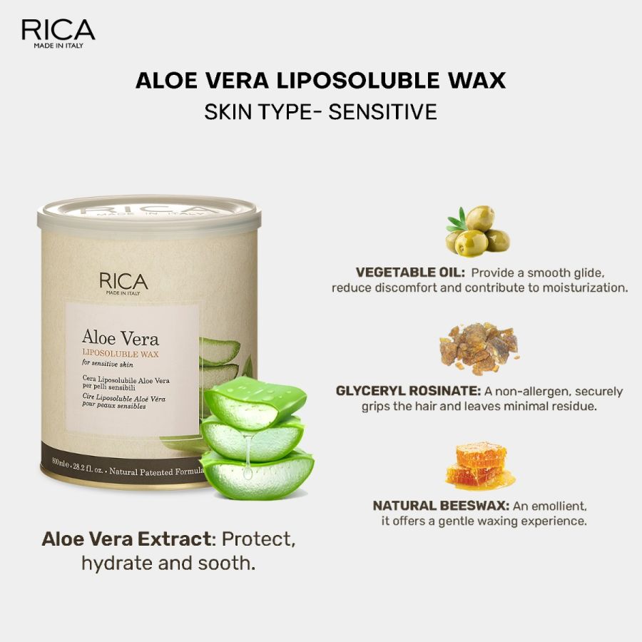 Rica Aloe Vera Liposoluble Wax For Sensitive Skin 800g - Pinkbliss
