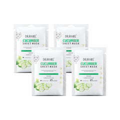 DR.RASHEL Cucumber Face Sheet Mask With Serum For Women and Men | All Skin Types | Soft and Healthy Skin | Deep Cleansing & Oil Control | Repairing & Nourishment | Soothing And Hydrating | Paraben Free | Pack Of 4 | 20g Each - Pinkbliss