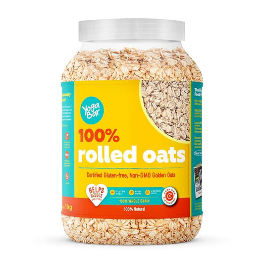 Yoga Bar 100% Rolled Oats 1kg Jar | Premium Golden Rolled Oats