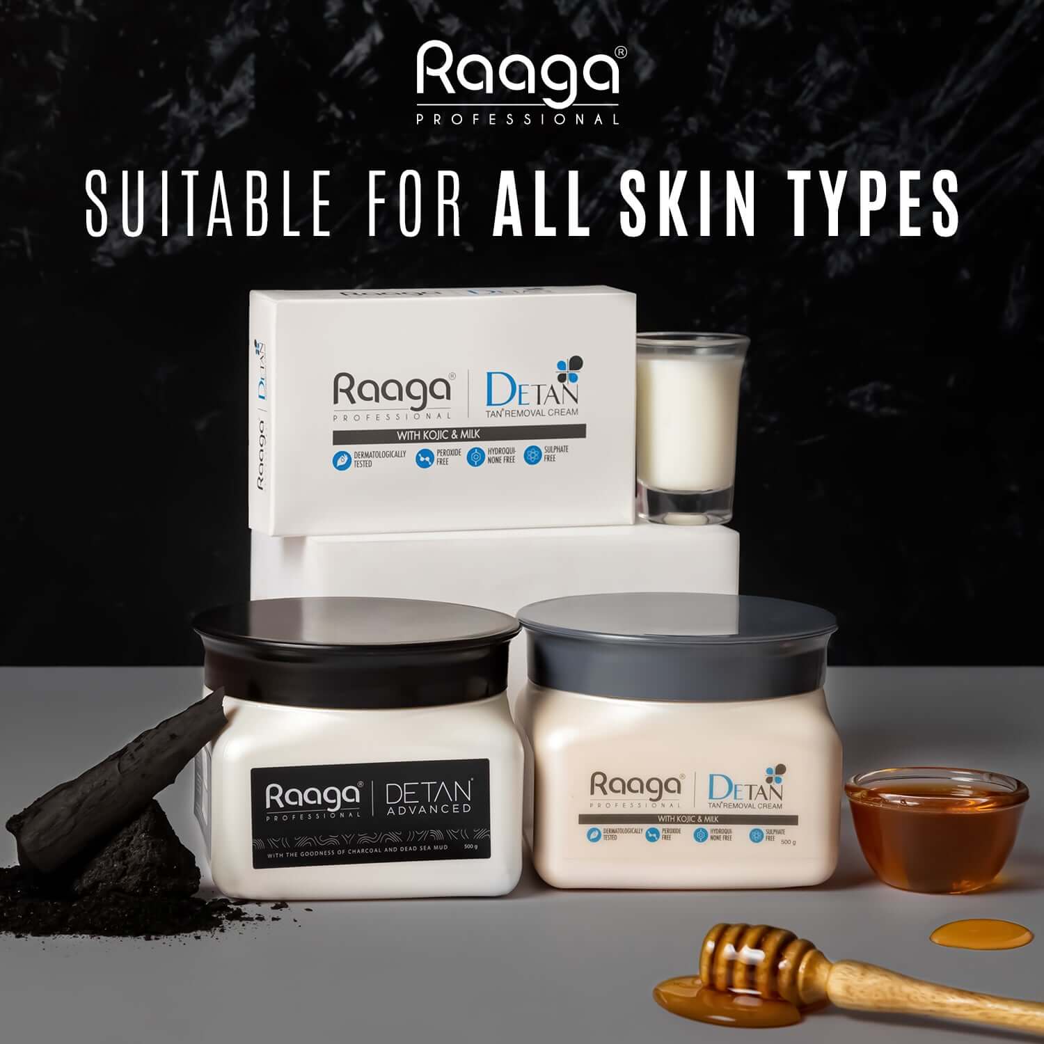 Raaga Professional De-Tan Pack with Kojic, Lactic Acid & Arbutin | Tan Removal Cream | Dermatologically Tested, Sulphate Free Face Pack- 500g - Pinkbliss
