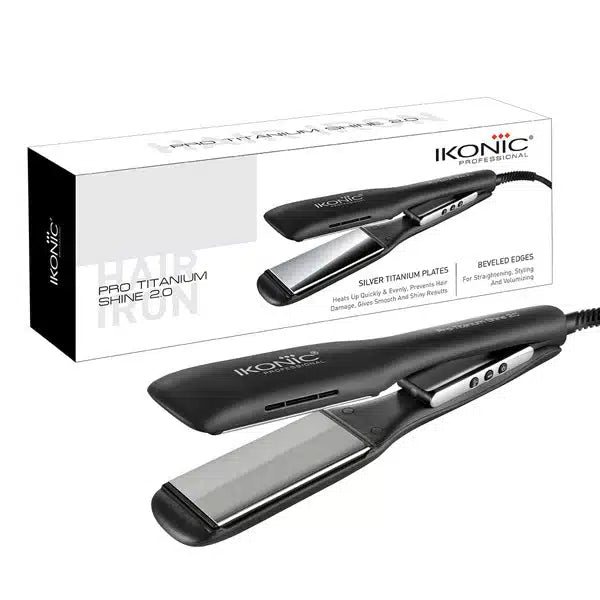 IKONIC PRO TITANIUM SHINE 2.0 BLACK HAIR STRAIGHTENER - Pinkbliss
