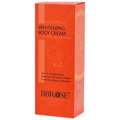 BBROSE Vitamin C Whitening Body Cream (185ml) | Skin Lightening & Brightening | Fades Pigmentation, Moisturizes & Reduces Wrinkles | Boosts Collagen for Smooth & Radiant Skin - Pinkbliss