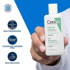 CeraVe Foaming Cleanser For Normal To Oily Skin (88ml) - Dermatologist-Developed Facewash | Non-Comedogenic And Fragrance-Free Cleansers For Acne-Prone Skin - Pinkbliss