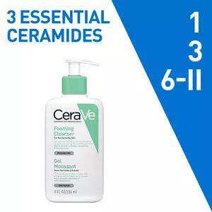 CeraVe Foaming Cleanser For Normal To Oily Skin 236ml Dermatologist-Developed Facewash | Non-Comedogenic And Fragrance-Free Cleansers For Acne-Prone Skin - Pinkbliss