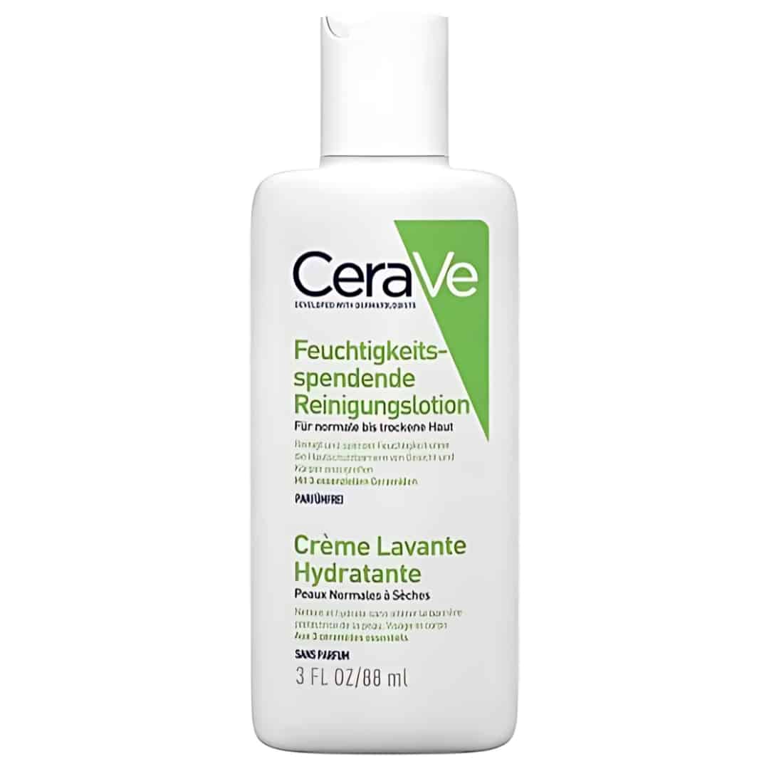 CeraVe Hydrating Cleanser For Normal To Dry Skin (88ml) - Non-Foaming Face Wash with Hyaluronic Acid And Ceramides | Non-Comedogenic, Non-Irritating And Fragrance-Free Cleanser - Pinkbliss