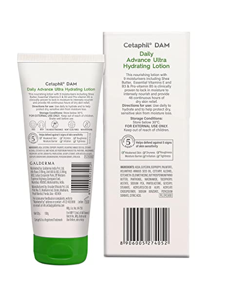 Cetaphil (DAM) Daily Advance Ultra Hydrating Lotion For Continuously Dry, Sensitive Skin 100g - Pinkbliss