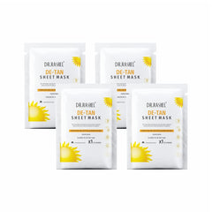 DR.RASHEL De-Tan Face Sheet Mask With Serum for All Skin Soft and Healthy Skin, Deep Cleansing & Oil Control, Repairing & Nourishment, Soothing and Hydrating, 20g each (Pack of 4) - Pinkbliss