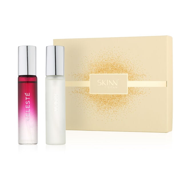 Skinn By Titan Eau De Parfum Gift Pack - Raw & Celeste Crafted For Him & Her 40ml - Pinkbliss