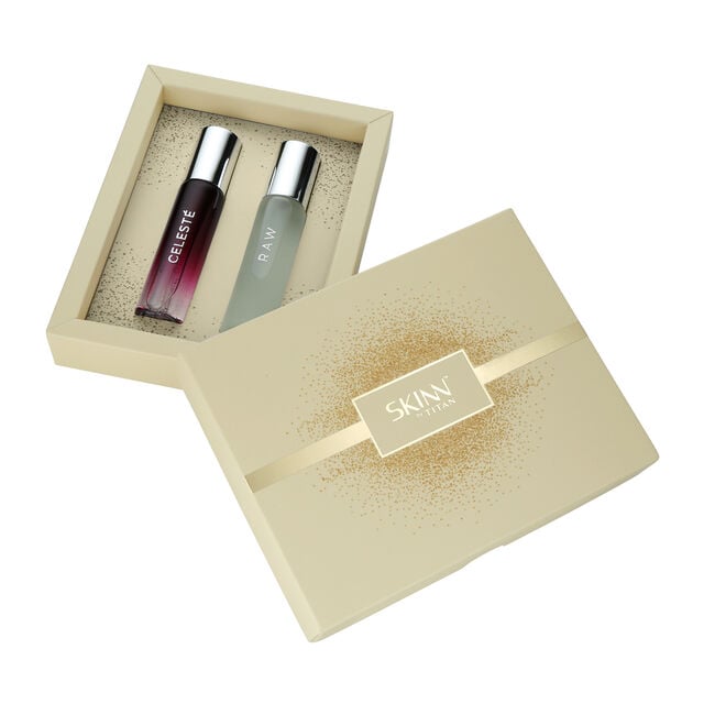 Skinn By Titan Eau De Parfum Gift Pack - Raw & Celeste Crafted For Him & Her 40ml - Pinkbliss