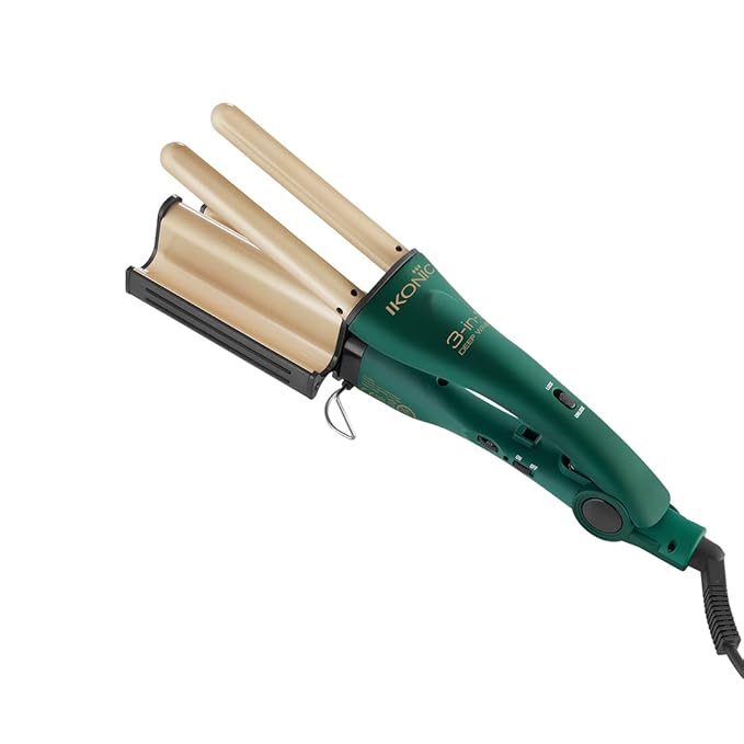 IKONIC 3 IN 1 DEEP WAVER - CURLY- TWISTED- WAVY| HAIR STYLER | CURLING TONG| EMERALD COLLECTION | LIMITED EDITION - Pinkbliss