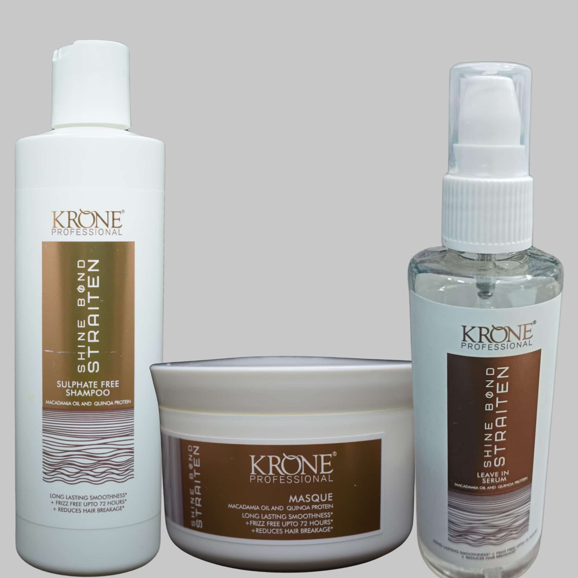 Krone Professional Shine Bond Straiten Sulfate free Shampoo mask 200ml Each & Serum 100ml - Pinkbliss