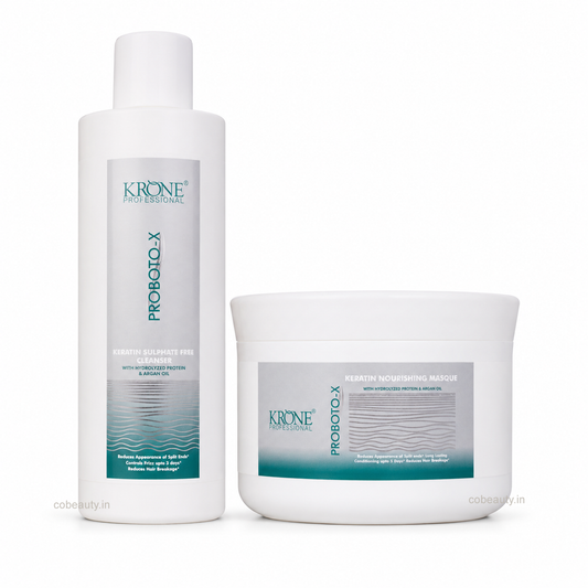 Krone Professional Proboto-X Keratin Cleanser 250ml And Nourishing masque 200ml Combo (Sulphate-Free)