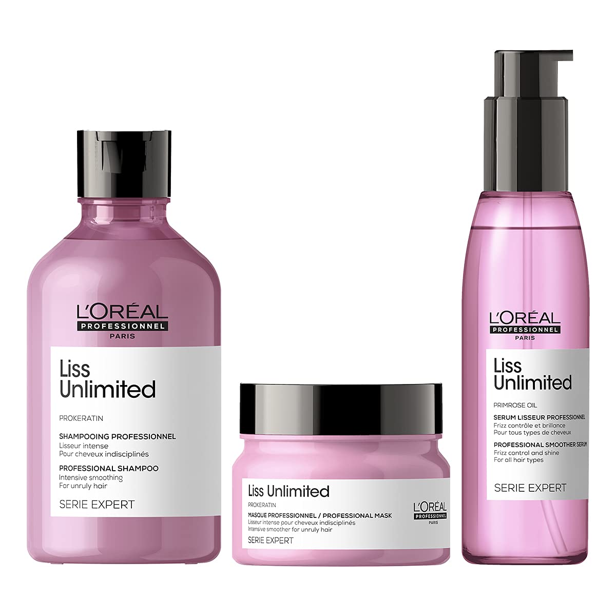 L’Oréal Professional Liss Unlimited Shampoo, mask, oil Combo (300ml, 125ml, 250ml) - Pinkbliss