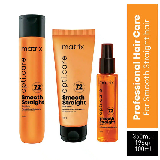 MATRIX Opti.Care Smooth Straight Hair Kit (Shampo 350ml + Conditioner 196g + Serum 100ml) - Pinkbliss