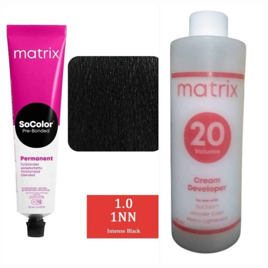 Matrix SOCOLOR 1.0 1NN (Intense Black) and Matrix 20 vol developer 135ml Combo - Pinkbliss