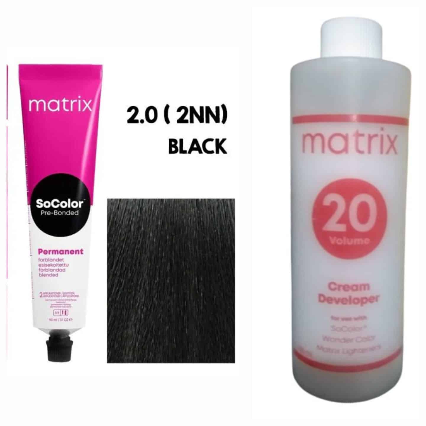 Matrix SOCOLOR 2.0 2NN (Black) and Matrix 20 vol developer 135ml Combo - Pinkbliss