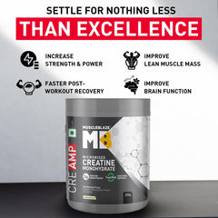 MuscleBlaze Micronised Creatine Monohydrate CreAMP Powder – Unflavoured, 250g (80 Servings) | Trustified Certified - Pinkbliss