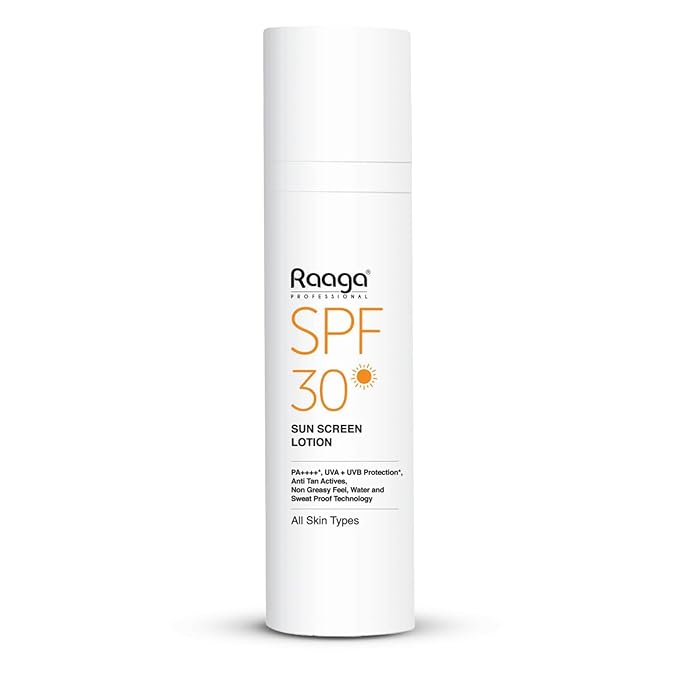 Raaga Professional SPF 30 Sunscreen Lotion | PA++++, UVA + UVB Protection, Anti Tan Activities, Non-Greasy Feel, Water and Sweat Proof Technology (55ml) - Pinkbliss