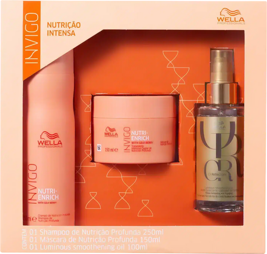 Wella Professionals Invigo Nutri Enrich Shampoo 250ml Mask 150ml and Oil reflection treatment 30ml - Pinkbliss