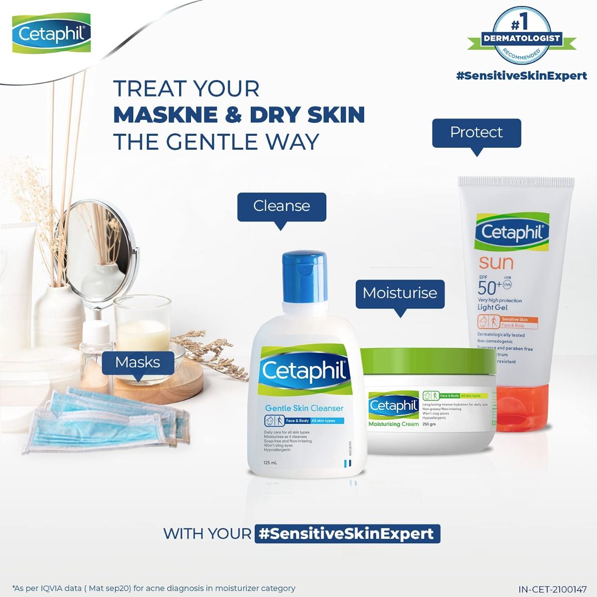 Cetaphil Moisturising Lotion for Normal to Combination, Sensitive skin 100ml - Pinkbliss