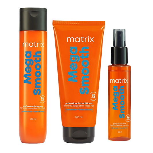 MATRIX Mega Smooth Straight Hair Kit (Shampoo 350ml + Conditioner 196g + Serum 100ml)