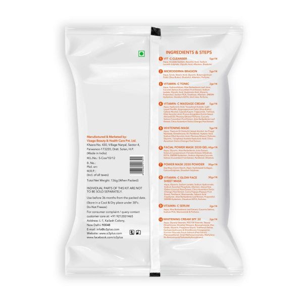 O3+ Professional Bridal Vitamin C Glowing Skin Facial Kit (136g, Single Use) - Pinkbliss