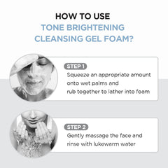 SKIN1004 Centella Tone Brightening Cleansing Gel Foam | Moisturizing & Gentle Exfoliating Cleanser with Niacinamide for Sensitive Skin, 125ml