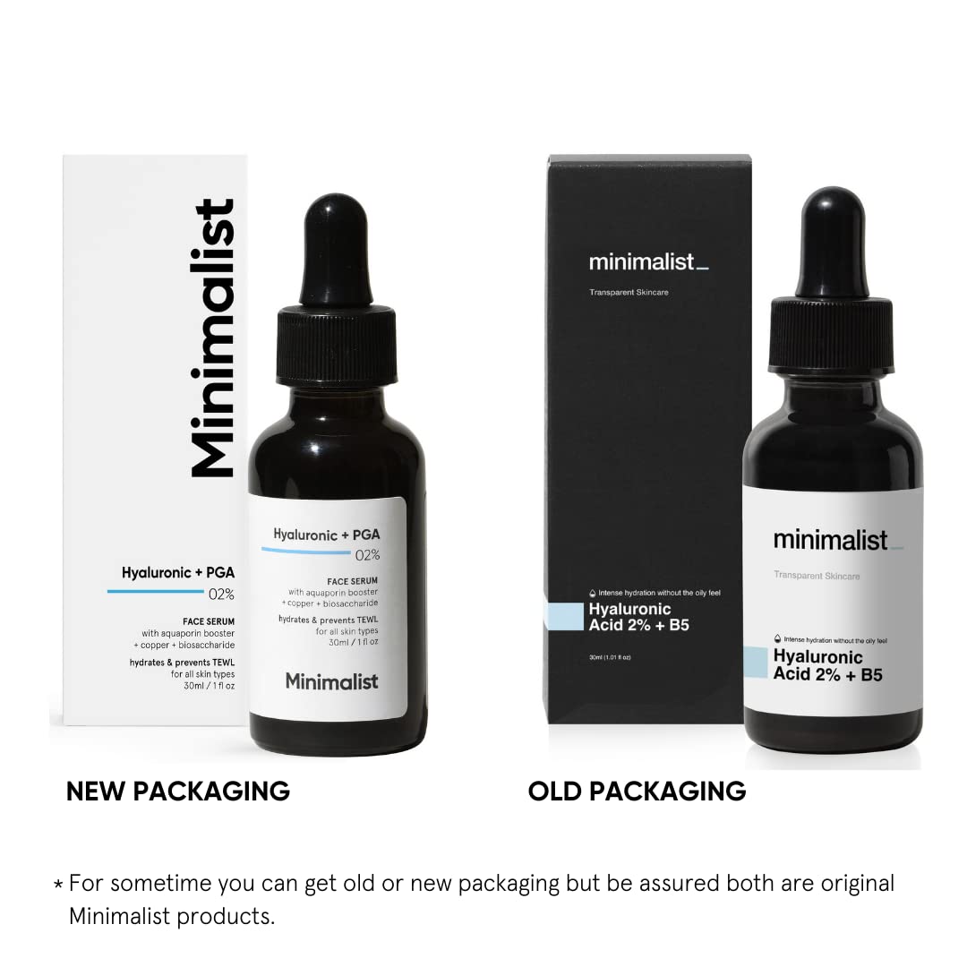 Minimalist 2% Hyaluronic Acid + PGA Serum 30 ml for Intense Hydration, Glowing Skin & Fine Lines | Daily Hydrating Face Serum For Women & Men with Dry, Normal &Oily Skin - Pinkbliss