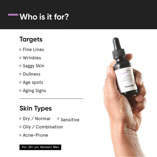 Minimalist 0.3% Retinol Face Serum For Anti Aging For Beginners 30 ml | Night Face Serum With Retinol & Q10 To Reduce Fine Lines & Wrinkles - Pinkbliss