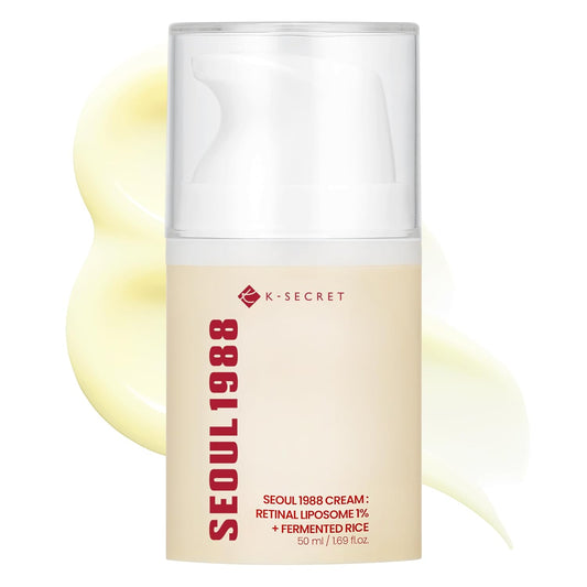 K-SECRET SEOUL 1988 Retinal Cream – Formulated with Advanced Retinal Liposome 1% and Fermented Rice Extract | Daily Fine Lines and Skin Texture Care | Korean Skincare, 50ml