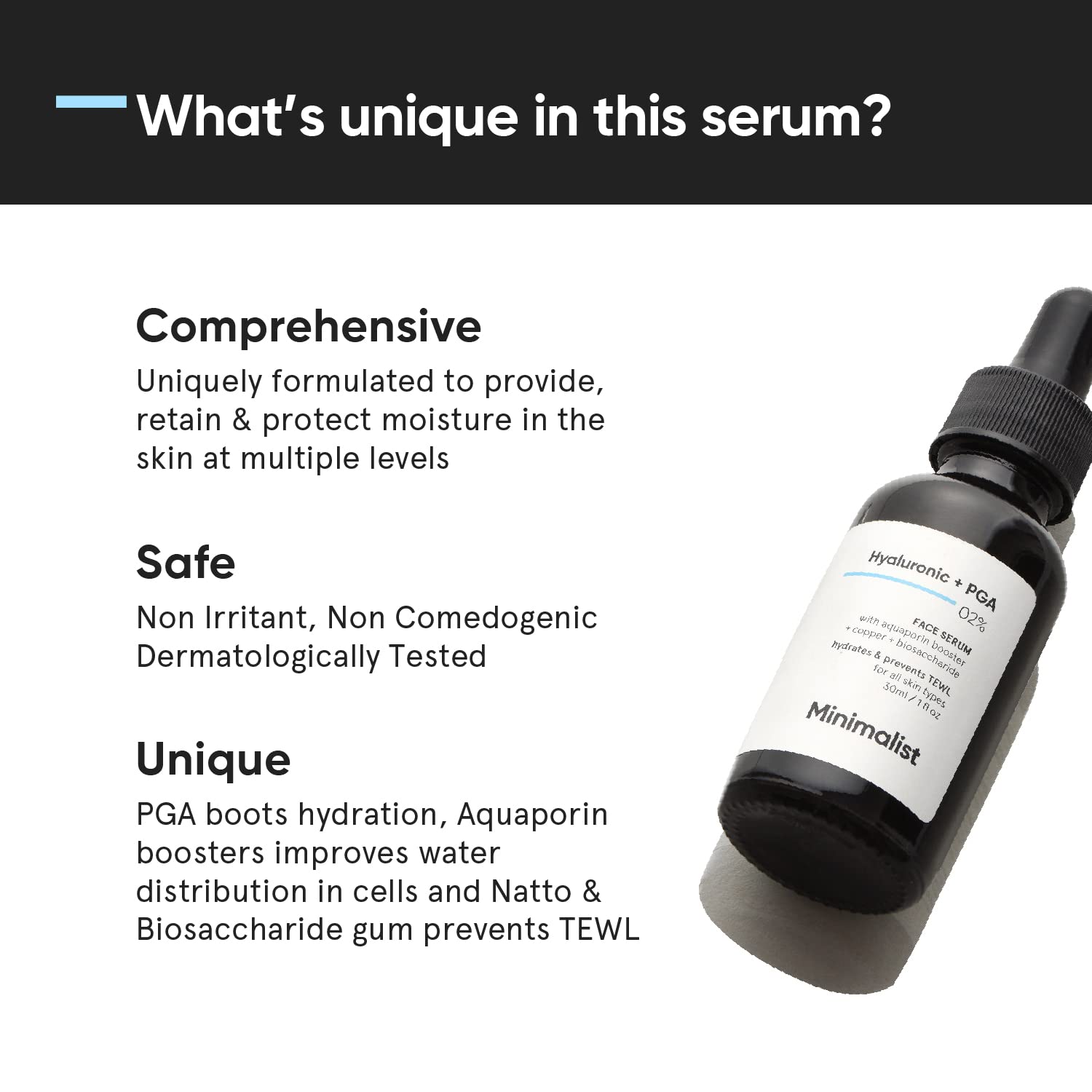 Minimalist 2% Hyaluronic Acid + PGA Serum 30 ml for Intense Hydration, Glowing Skin & Fine Lines | Daily Hydrating Face Serum For Women & Men with Dry, Normal &Oily Skin - Pinkbliss