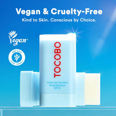 TOCOBO Cotton Soft Sun Stick SPF50+ PA++++ 19g Korean Sunscreen Stick | Matte Finish, Oil Control, Vegan, PEG-Free