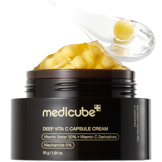 Medicube Deep Vitamin C Golden Boba Capsule Face Moisturizer - Liposome Capsules For Wrinkles, Skin Radiance - Transparent Gel for Glow Hydration - Korean Skin Care 55g