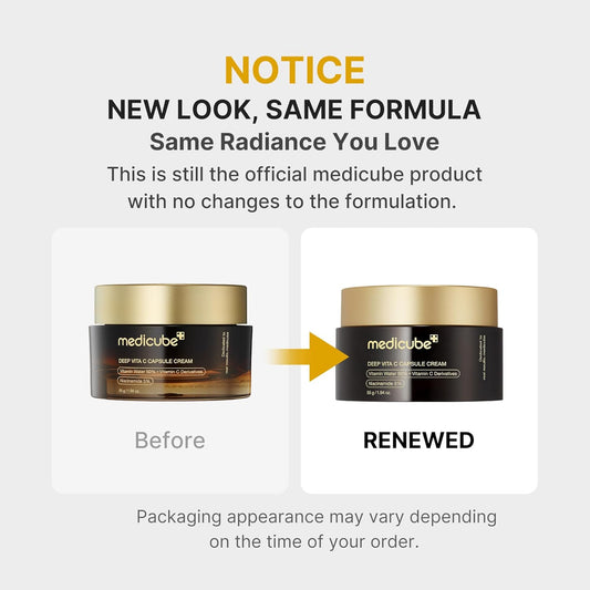 Medicube Deep Vitamin C Golden Boba Capsule Face Moisturizer - Liposome Capsules For Wrinkles, Skin Radiance - Transparent Gel for Glow Hydration - Korean Skin Care 55g