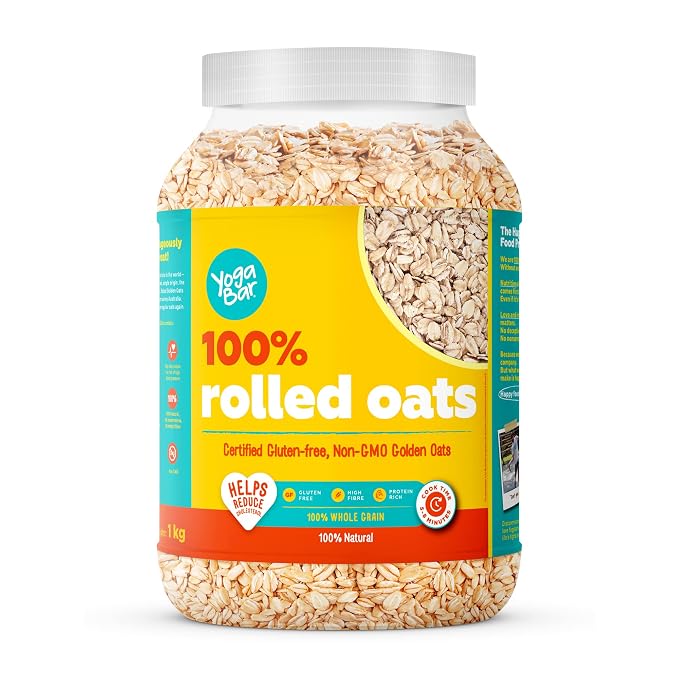 Yoga Bar 100% Rolled Oats 1kg Jar | Premium Golden Rolled Oats