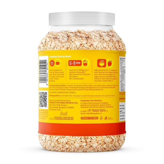 Yoga Bar 100% Rolled Oats 1kg Jar | Premium Golden Rolled Oats