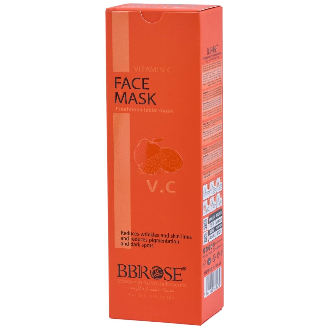 BBROSE Vitamin C Face Mask (120ml) | Freshness Facial Mask | Reduces Wrinkles, Fine Lines & Pigmentation | Brightens Skin & Fades Dark Spots - Pinkbliss