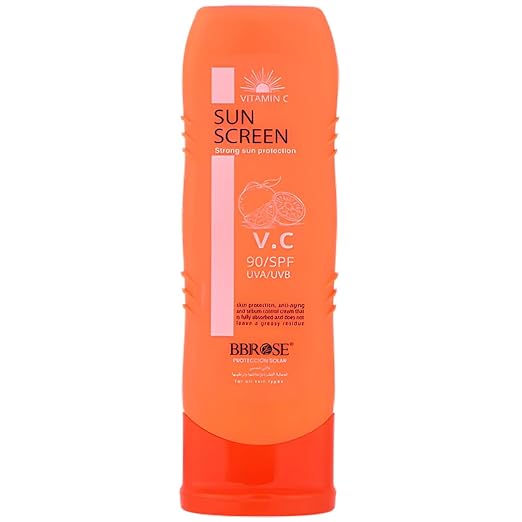 BBROSE Vitamin C Sunscreen SPF 90 125ml | Broad Spectrum UVA/UVB Protection | Anti-Aging & Sebum Control | Lightweight, Non-Greasy & Fast-Absorbing Sun Protection Cream - Pinkbliss