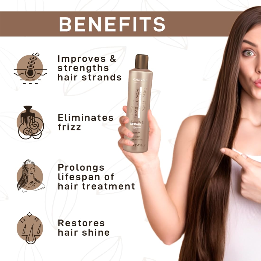 Cadiveu Brasil Cacau Extreme Repair Shampoo for Damaged Hair ‚Äì 300ml - Pinkbliss