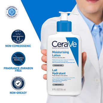 CeraVe Moisturizing Lotion For Dry Skin (236ml) ‚Äì Formulated With 3 Essential Ceramides And Hyaluronic Acid | Non-Comedogenic, Oil Free And Fragrance-Free Body Lotion - Pinkbliss