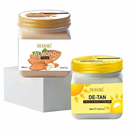 DR.RASHEL Almond Cream and De-Tan Cream For Face-Body (380ml Each) - Pinkbliss