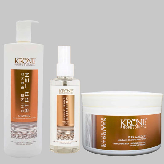Krone Professional Shine Bond Straiten Shampoo 1000ml Mask 500ml & Serum 100ml (Sulphate-free) - Pinkbliss