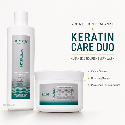 Krone Professional Proboto-X Keratin Cleanser 250ml And Nourishing masque 200ml Combo (Sulphate-Free)