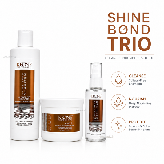 Krone Professional Shine Bond Straiten Sulfate free Shampoo mask 200ml Each & Serum 100ml