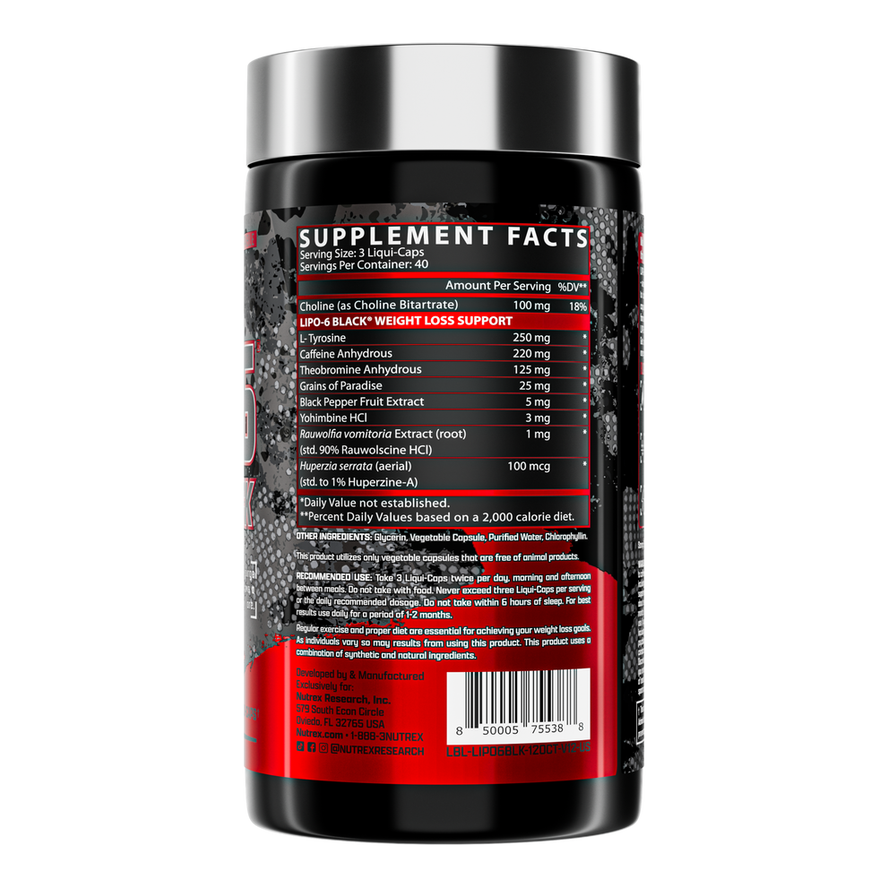 Nutrex Research Lipo 6 Black Powerful Weight Loss Support ‚Äì 120 Capsules - Pinkbliss