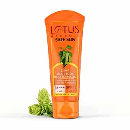 Lotus Herbals Safe Sun 3-In-1 Matte Look Daily Sunscreen Lotion SPF 40 (100g) - Pinkbliss