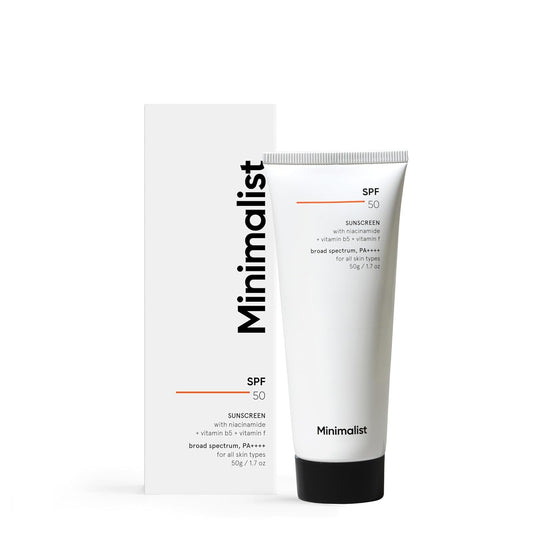 Minimalist Sunscreen SPF 50 PA++++ 50g | Clinically Tested in US (In-Vivo) | Lightweight with Multi-Vitamins | No White Cast | Broad Spectrum | For Women & Men - Pinkbliss