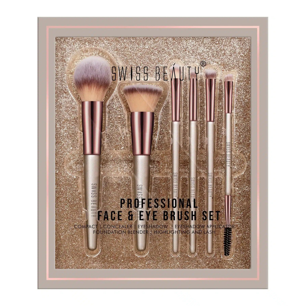 SWISS BEAUTY PROFESSIONAL FACE & EYE BRUSH SET - Pinkbliss