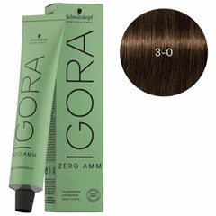 Schwarzkopf Professional IGORA Zero Ammonia Permanent Color (3-0 Dark Brown) New pack - Pinkbliss