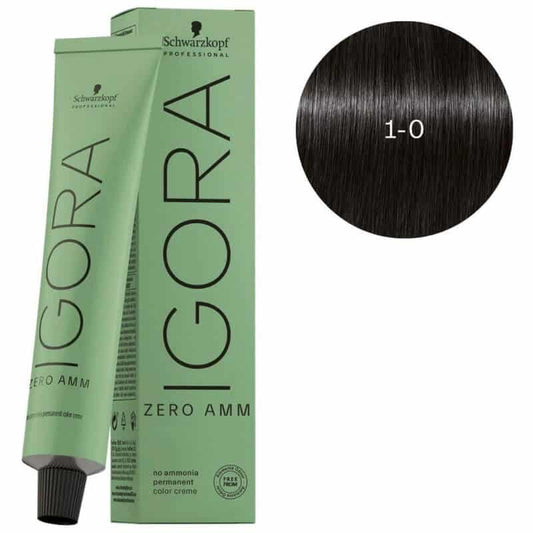 Schwarzkopf Professional IGORA Zero Ammonia Permanent Hair Color (1-0 Black) - Pinkbliss